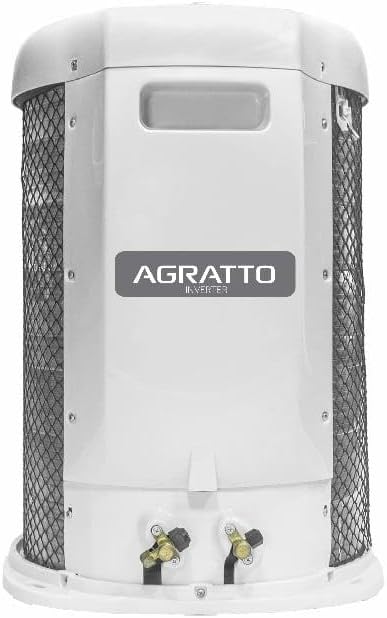 Unidade externa branca do ar condicionado Split Agratto 24000 Btus com rede protetora preta