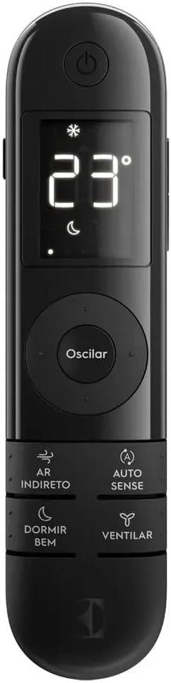 Controle remoto ar-condicionado Electrolux display 23°C botões funções Oscilar Ar Indireto Auto Sense Dormir Bem Ventilar