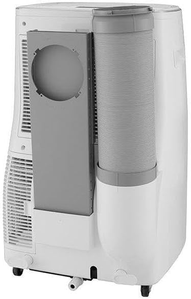 Ar Condicionado Portátil LG Dual Inverter 14000 Btus vista traseira detalhe tubo e rodízios