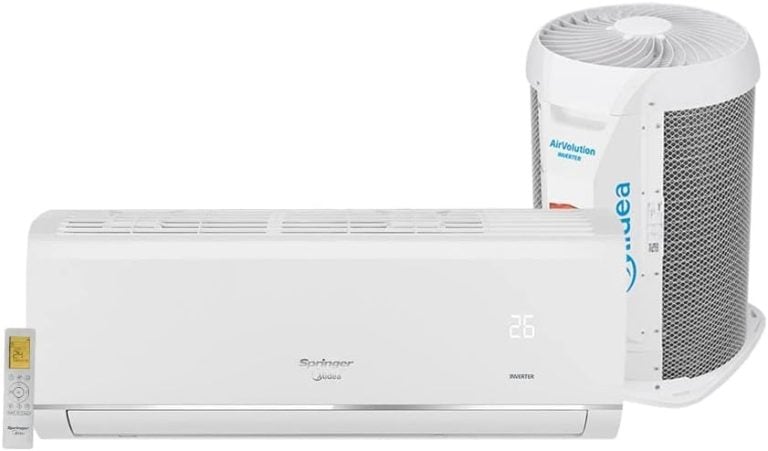 Ar condicionado split Springer Midea Airvolution branco com controle remoto, display digital 26 graus.