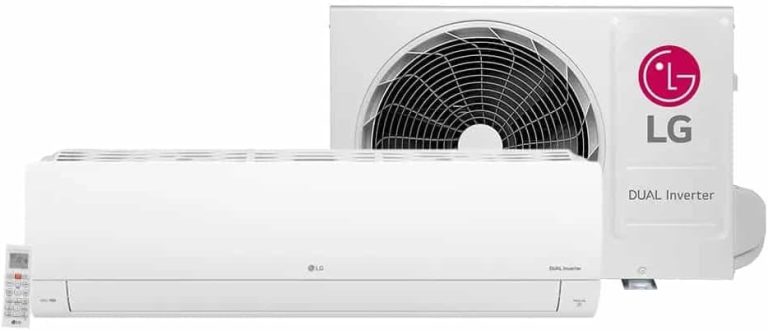 Ar Condicionado Split Inverter LG Dual Compact 18.000 Btus com Inteligência Artificial, unidade interna e externa.