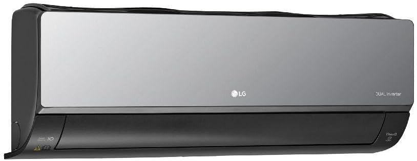 Unidade interna do ar-condicionado LG DUAL Inverter ARTCOOL 12.000 BTU vista angulada direita.