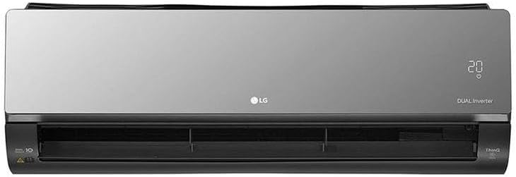 Ar condicionado LG Dual Inverter frontal com display digital mostrando 20 graus