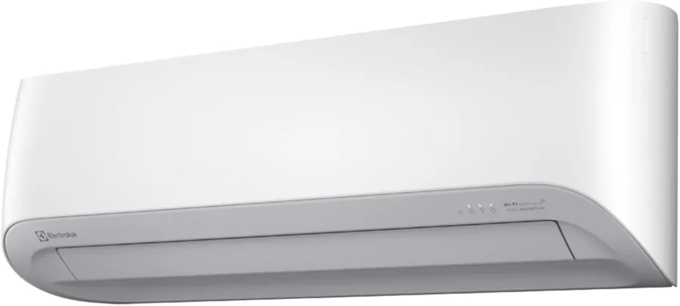 Ar-condicionado Electrolux Color Adapt 18.000 BTUs Frio vista lateral e frontal unidade interna.
