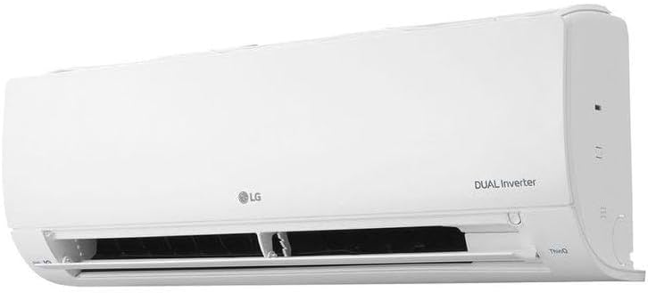 Unidade interna de ar-condicionado LG Dual Inverter vista lateral direita aberta.