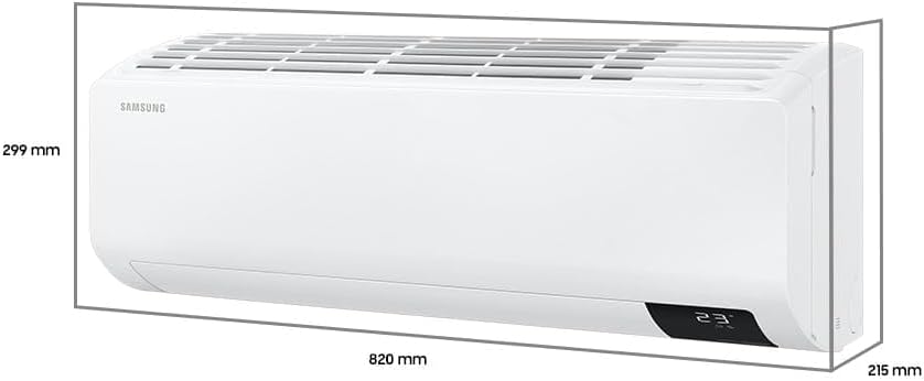 Unidade interna do ar-condicionado Samsung Digital Inverter Ultra branco com dimensões 820x299x215 mm