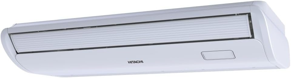 Unidade interna do ar-condicionado split piso teto Hitachi Air Core 36.000 BTUs branca com grelha frontal.