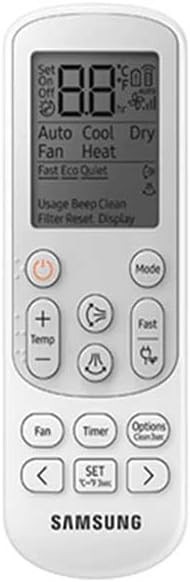 Controle remoto branco Samsung para ar-condicionado Split Inverter com display digital
