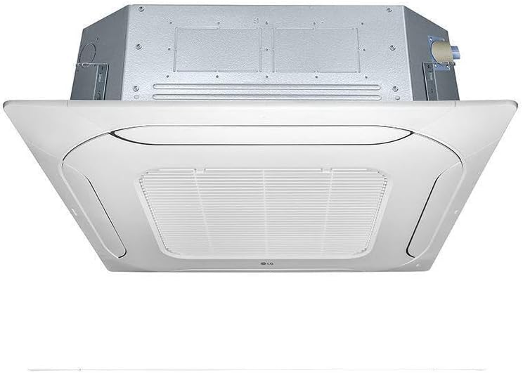 Unidade interna de teto do ar condicionado LG Split Cassete, com grade branca e design quadrado.