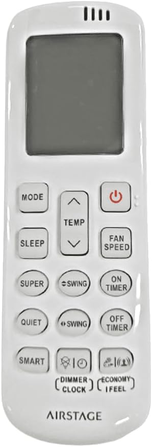 Controle remoto branco do ar-condicionado Split HW Inverter Fujitsu Airstage Essencial com várias funções.