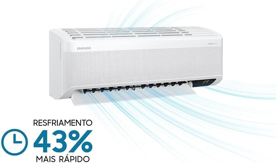 Ar-condicionado Samsung WindFree resfriamento 43% mais rápido com fluxo de ar azul