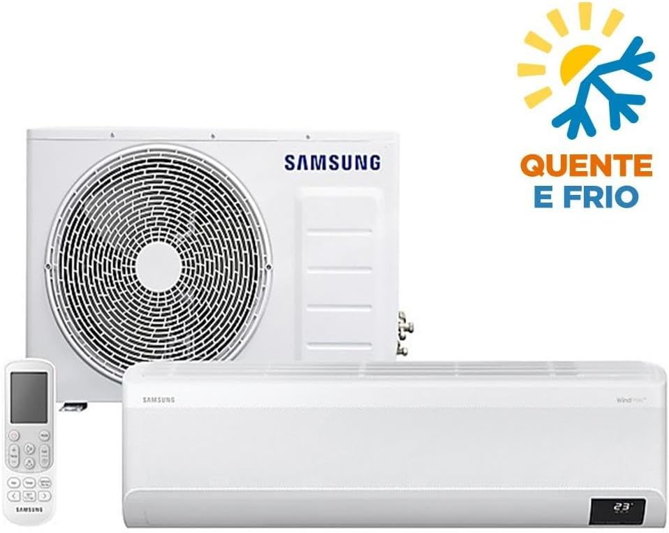 Ar Condicionado Split Samsung 18.000 Btus, função quente e frio, controle remoto incluso.