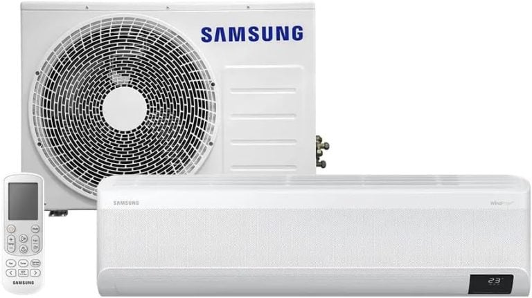 Ar-condicionado Samsung Split Inverter WindFree Connect 22000 BTUs, unidade interna e externa, controle remoto, fundo branco