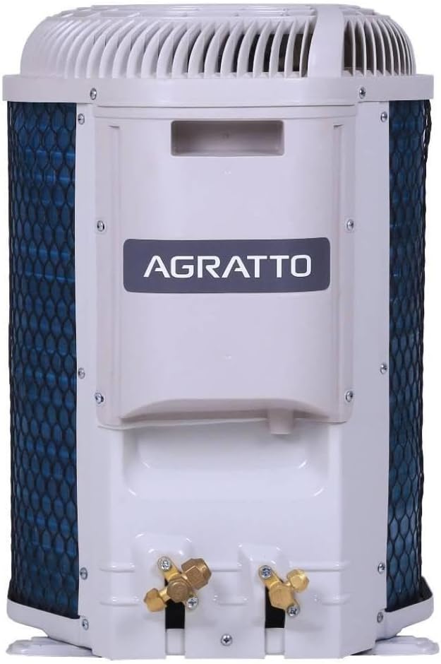 Unidade externa do ar condicionado split inverter Agratto 12000 Btus com grelha azul