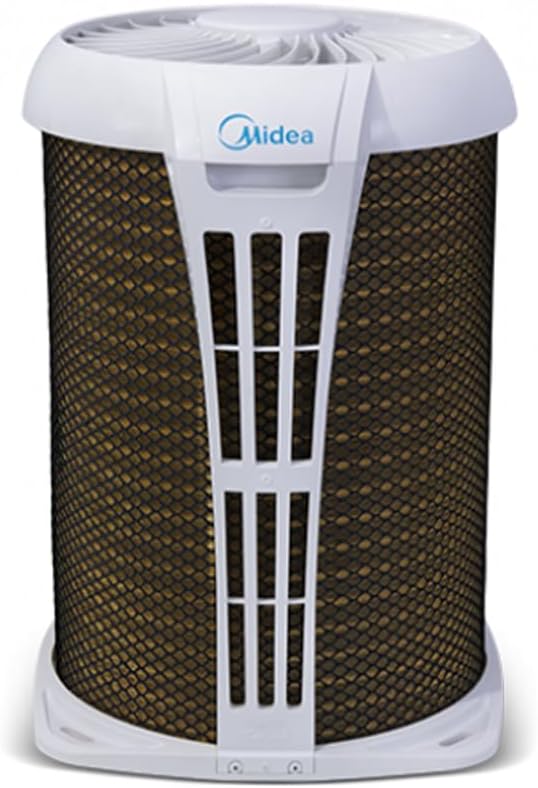 Unidade externa do ar condicionado split Springer Midea Airvolution 18000 Btus com grade preta e logo Midea.