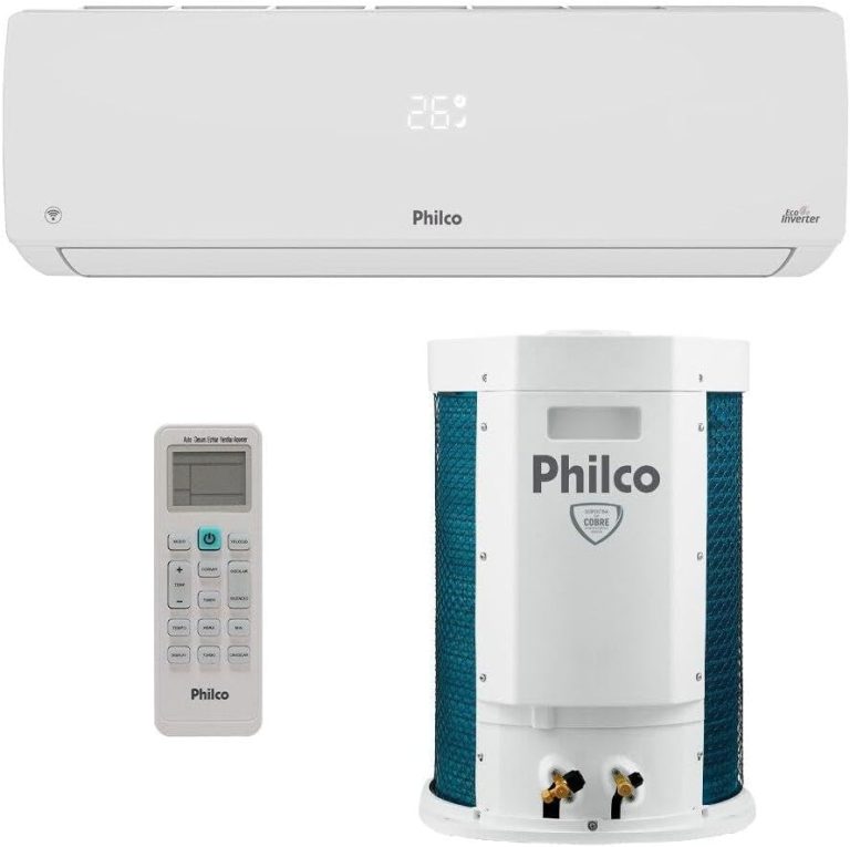 Ar-condicionado Split Inverter 18000 Btus Philco unidade interna, externa e controle remoto branco