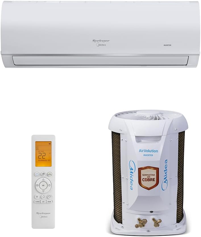 Ar condicionado split Springer Midea Airvolution Connect 9000 BTUs com controle remoto e unidade externa, branco