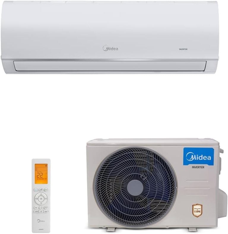 Ar condicionado Split Hi Wall Midea Connect Inverter 12000 Btus frio 127v R-32 com controle remoto e unidade externa branca