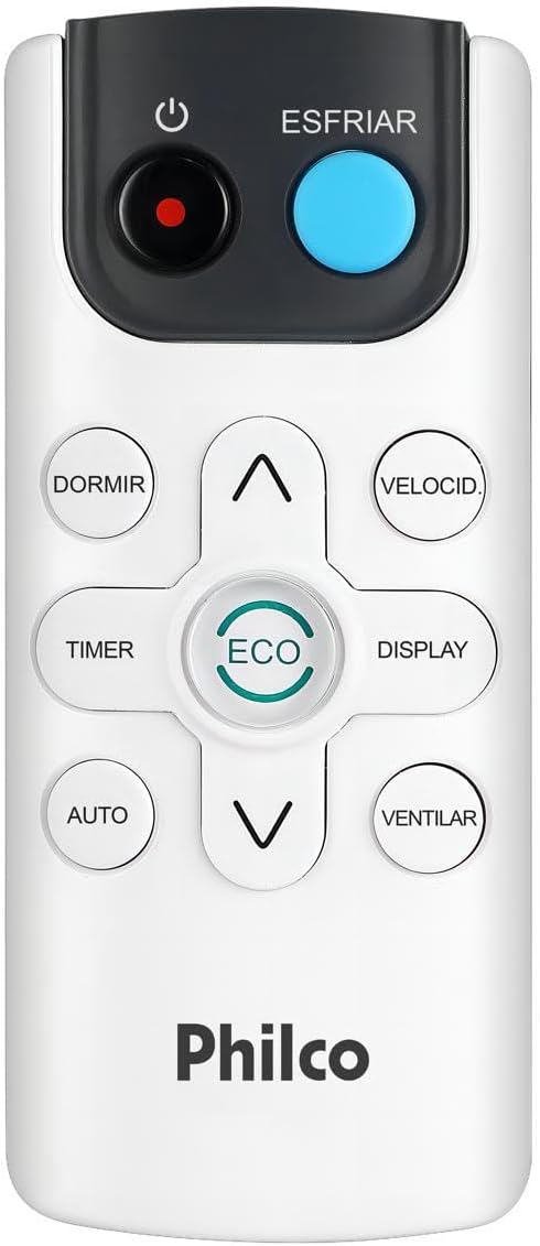Controle remoto Philco para ar-condicionado com botões de funções diversas