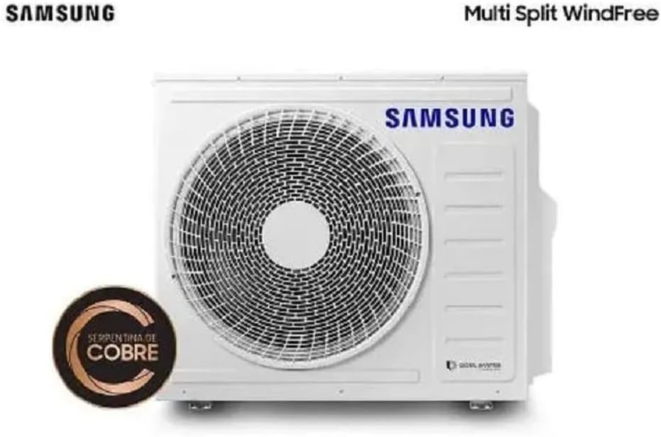 Unidade externa do ar condicionado Samsung Multi Split WindFree com serpentina de cobre.