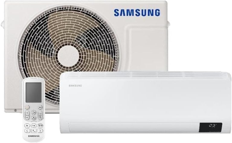 Ar-condicionado Split Samsung Digital Inverter Ultra 12.000 BTUs branco 220V com unidade interna, externa e controle remoto.