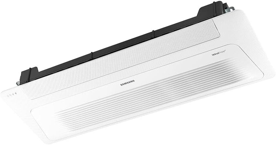 Unidade interna branca do ar-condicionado Split Inverter Cassete Samsung vista lateral