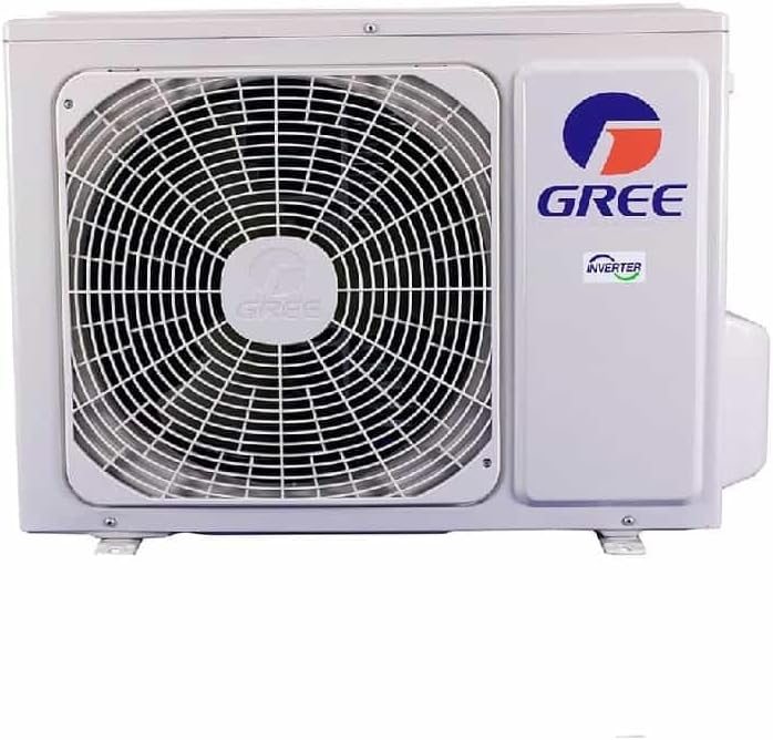 Unidade externa branca do Ar Condicionado Gree com logo e selo inverter
