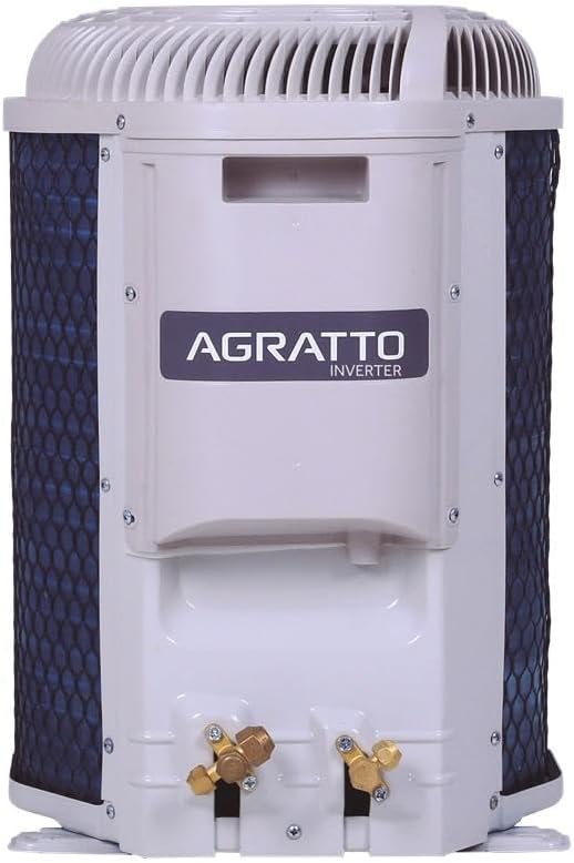 Unidade externa do ar condicionado Agratto vista frontal com logo inverter.