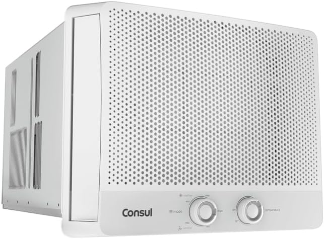 Ar condicionado janela 7500 BTUs Consul branco com design moderno e controles na frente