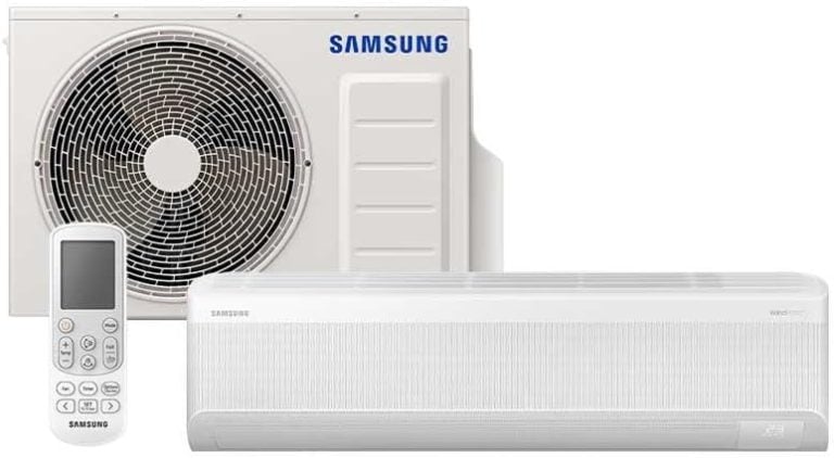 Conjunto ar-condicionado Samsung Split Inverter WindFree Connect AI 24000 BTUs com controle remoto