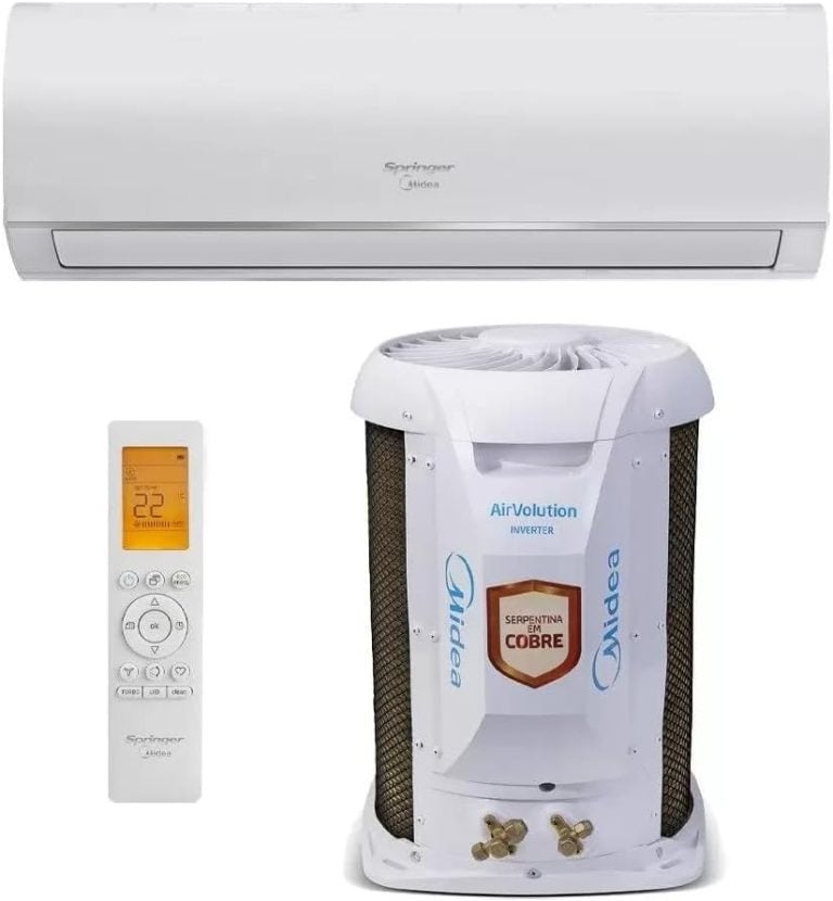 Ar condicionado Split Springer Midea Hi Wall Inverter AirVolution 22000 BTU/h frio, controle remoto e unidade externa com serpentina em cobre