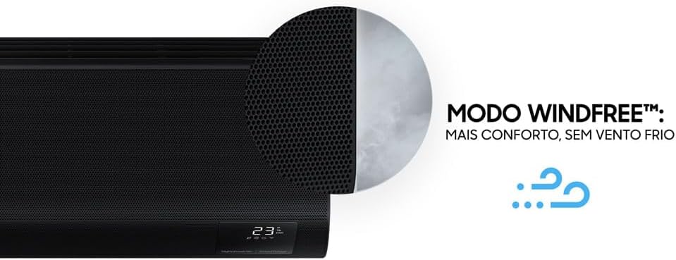 Detalhe do modo WindFree do ar-condicionado Samsung WindFree Black Edition preto