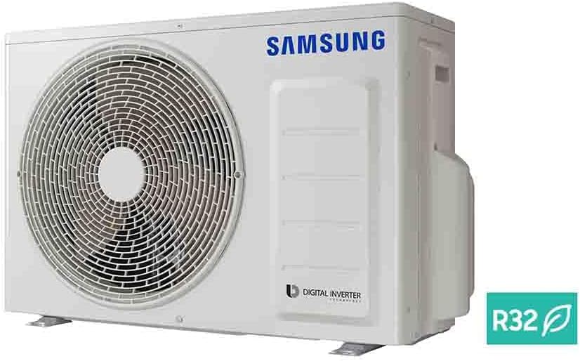 Unidade externa do Ar Condicionado Samsung com tecnologia Digital Inverter e gás refrigerante R32