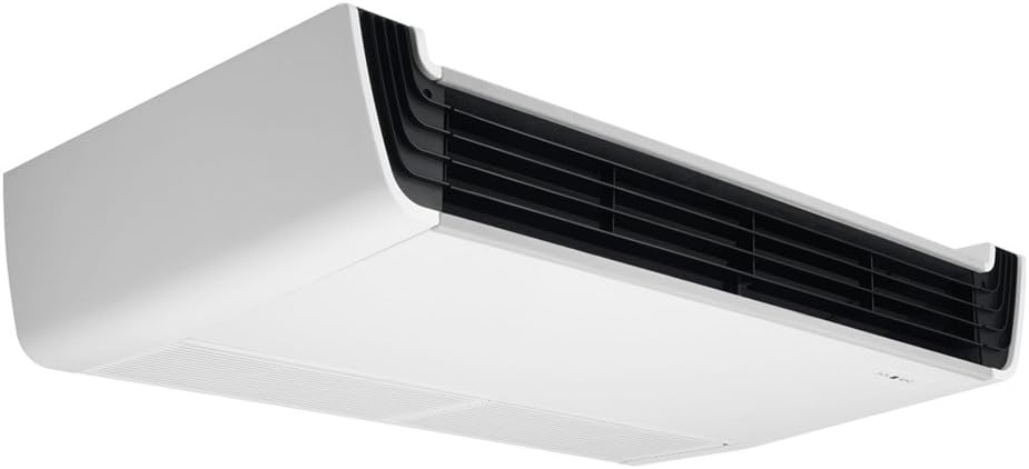 Ar condicionado split piso teto LG Inverter 30000 BTUs branco com painel frontal inclinado e grelha preta.