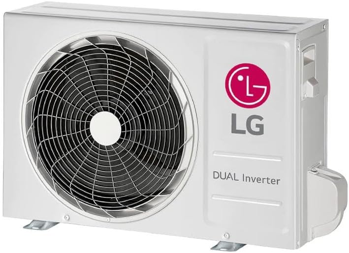 Unidade externa do ar-condicionado LG Dual Inverter 9000 Btus vista lateral