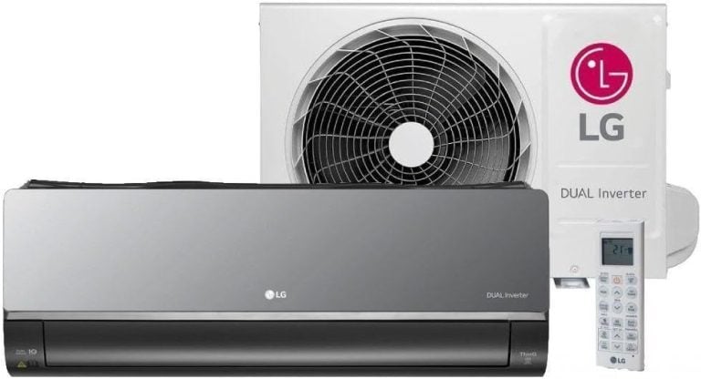 Ar condicionado LG Split Inverter 24000 Btus Artcool S3-W24K2R7A com unidade interna cinza e unidade externa branca