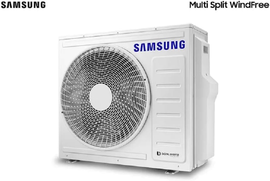 Unidade externa Samsung Multi Split WindFree vista angular com ventilador circular.