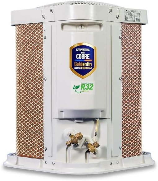 Unidade externa de ar-condicionado Gree com serpentinas de cobre e selo R32.
