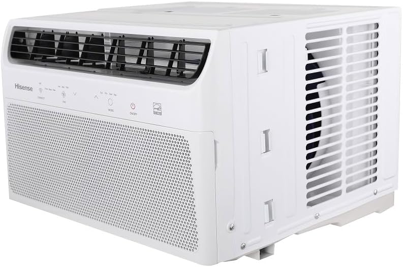 Ar Condicionado Janela Hisense branco vista lateral direita com painel digital