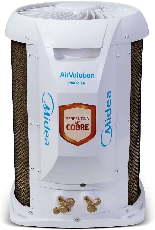 Unidade externa do ar condicionado Springer Midea AirVolution Connect com serpentina em cobre e acabamento branco