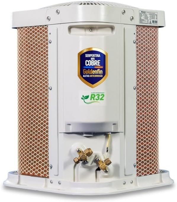 Unidade externa do ar condicionado Gree G-Top com serpentinas de cobre e gás R32.