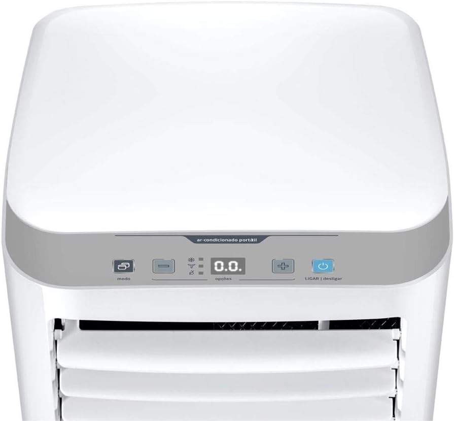 Painel digital do Ar Condicionado Portátil Springer Midea 12.000 BTUs branco com tela e botões