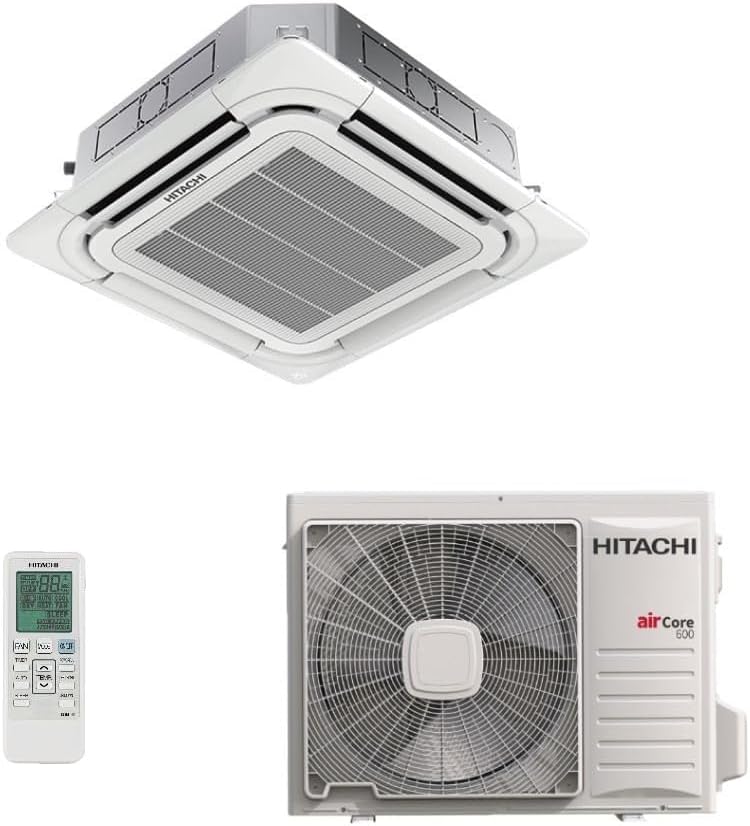 Ar-condicionado Split Cassete Inverter 4 Vias Hitachi AirCore 600 BTUs com controle remoto e unidade externa