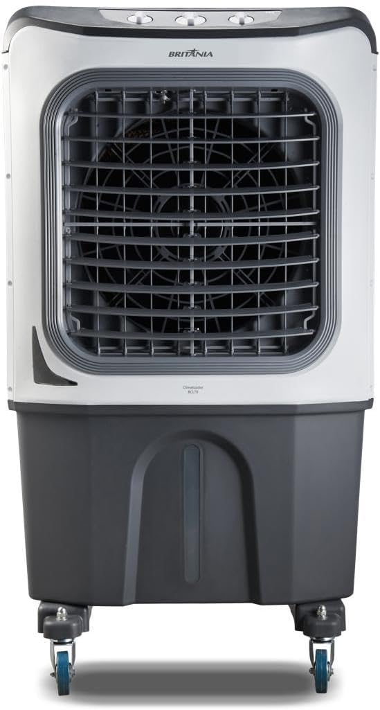 Climatizador de Ar 4 em 1 Britânia BCL70 branco com rodízios.