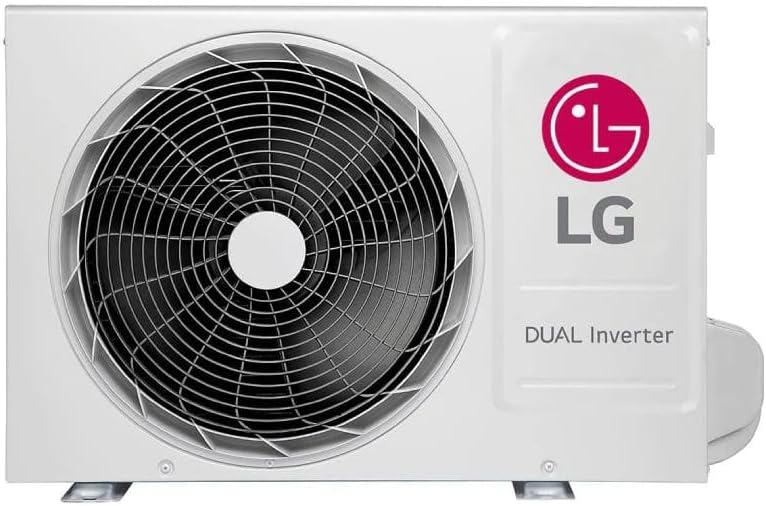 Unidade externa branca do ar-condicionado LG Dual Inverter 9000 Btus com ventilador circular