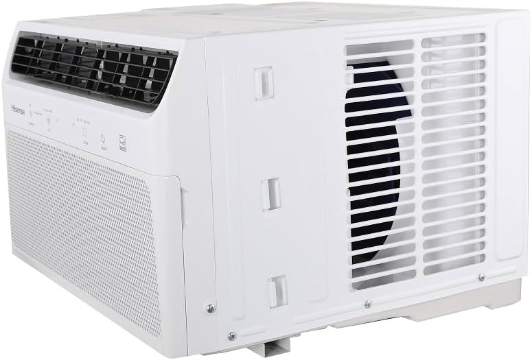 Ar Condicionado Janela Hisense branco vista lateral direita mostrando grelha e painel