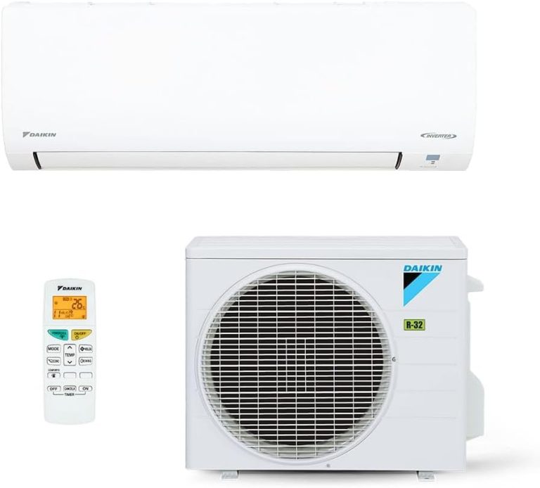 Ar Condicionado Split Daikin Hi Wall Ecoswing Gold Branco Gelo com controle remoto e unidade externa.