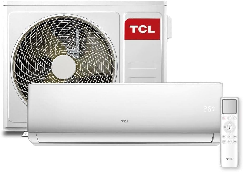 Ar condicionado split TCL completo com unidades interna, externa e controle remoto