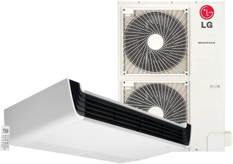 Ar condicionado split inverter LG piso teto 47000 BTUs com unidade interna e externa branca