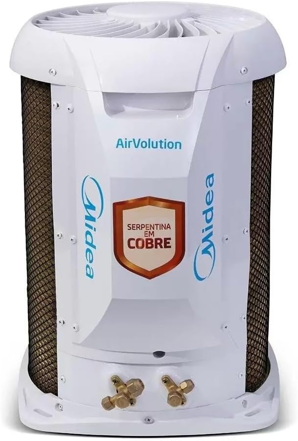 Unidade externa do ar condicionado Midea AirVolution com serpentina em cobre vista frontal